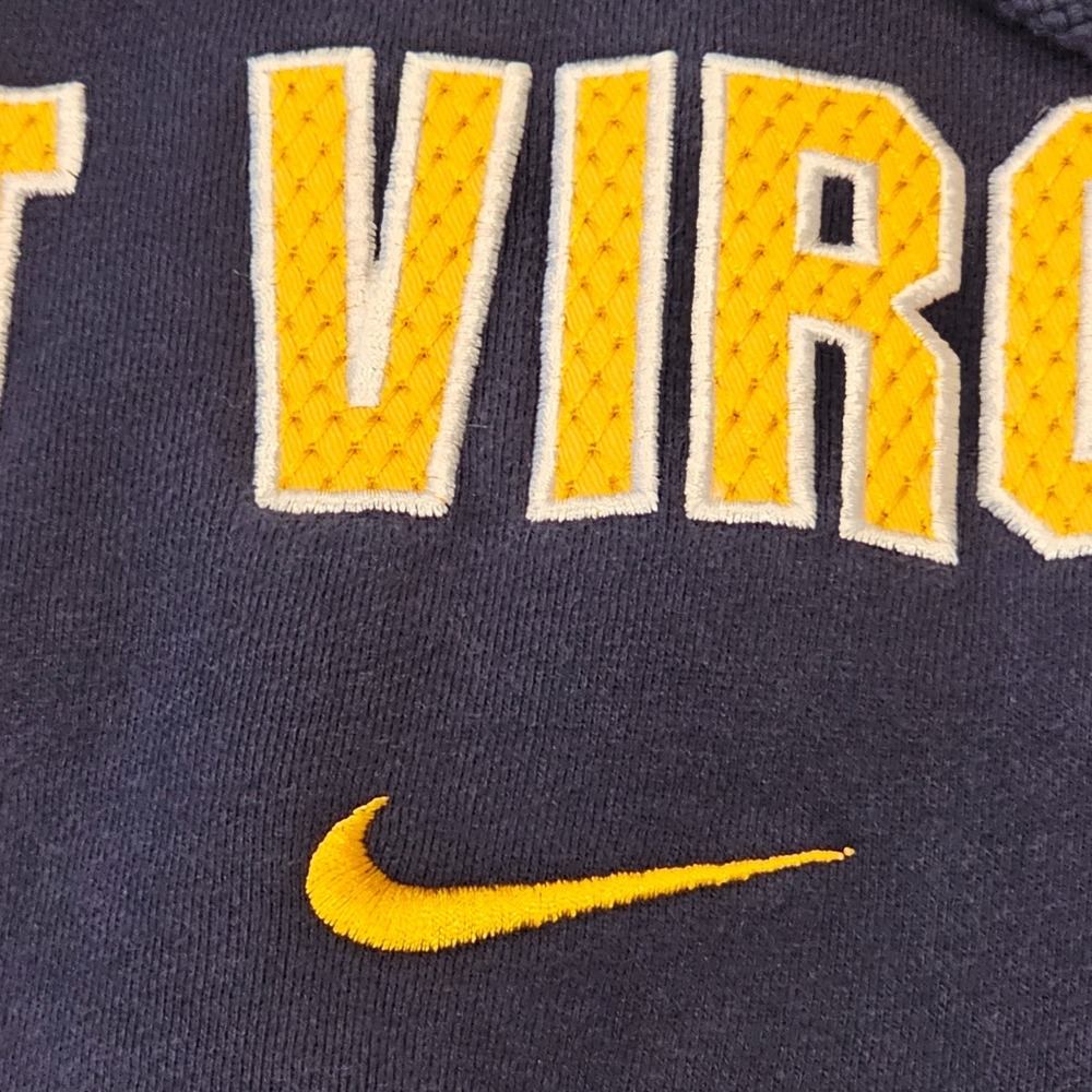 VTG Nike Team West Virginia Mountaineers Hoodie Center Swoosh NCAA Y2K Size L - Picture 3 of 12